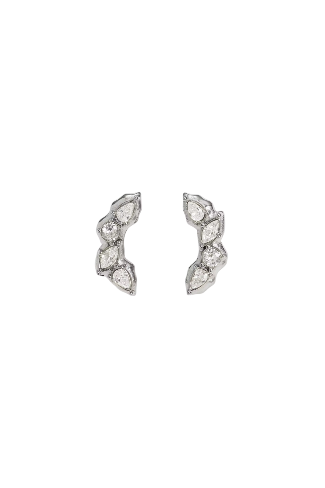 Benoîte - Silver Quatre Diamond Cluster Stud Earrings