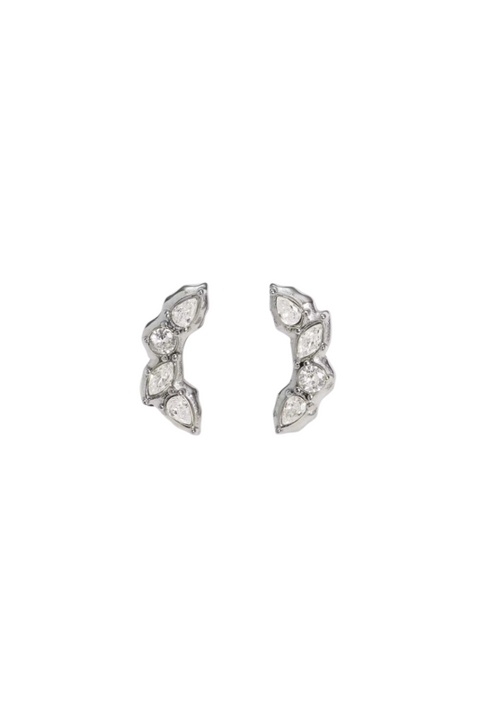 Benoîte - Silver Quatre Diamond Cluster Stud Earrings