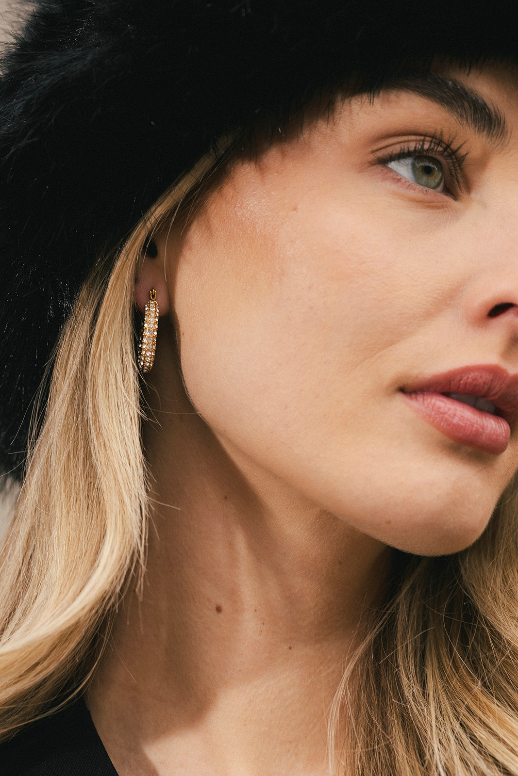 Léopoldine - Gold Large Diamond Pavé Hoop Earrings