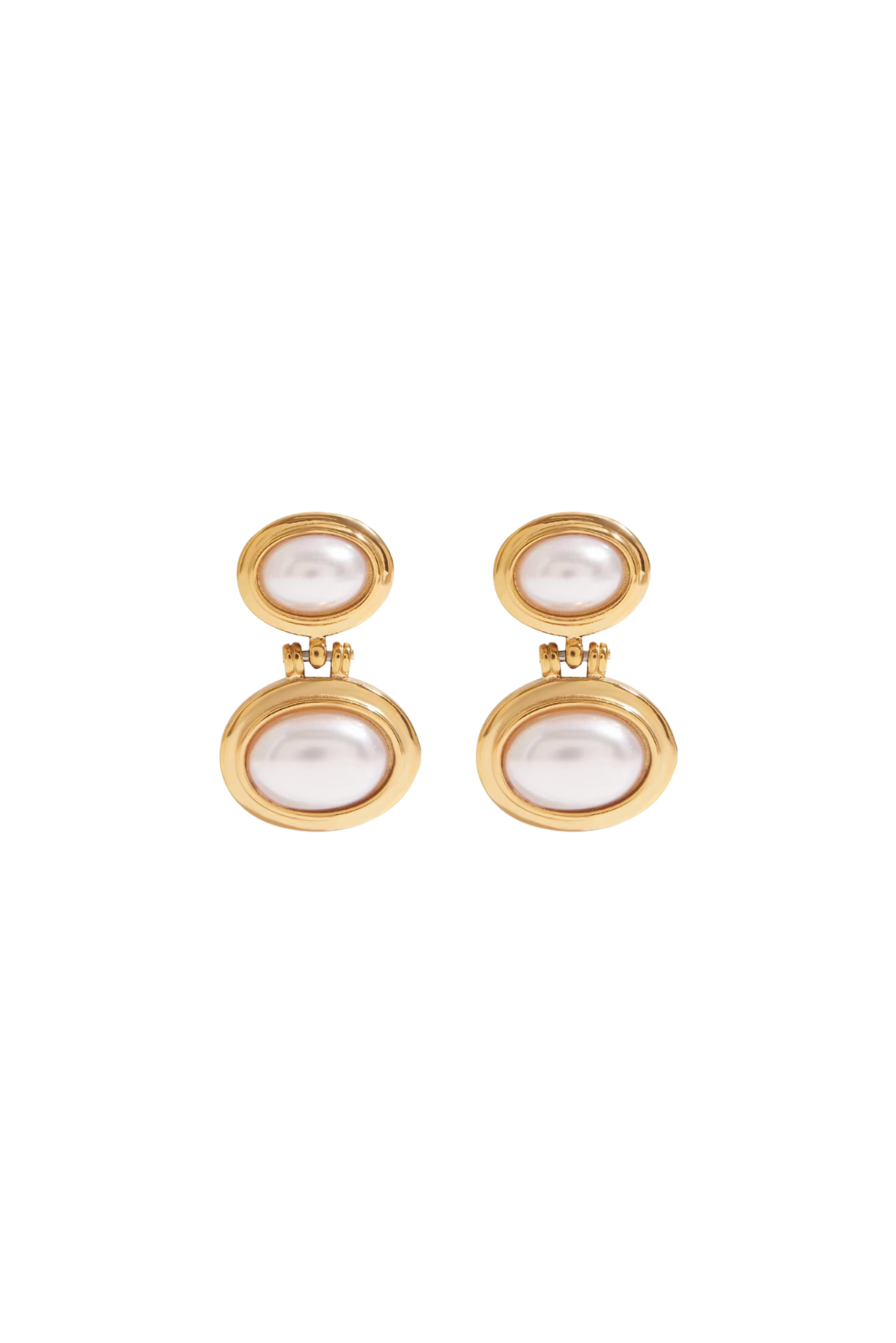 Sacha - Gold Double Pearl Statement Stud Earrings