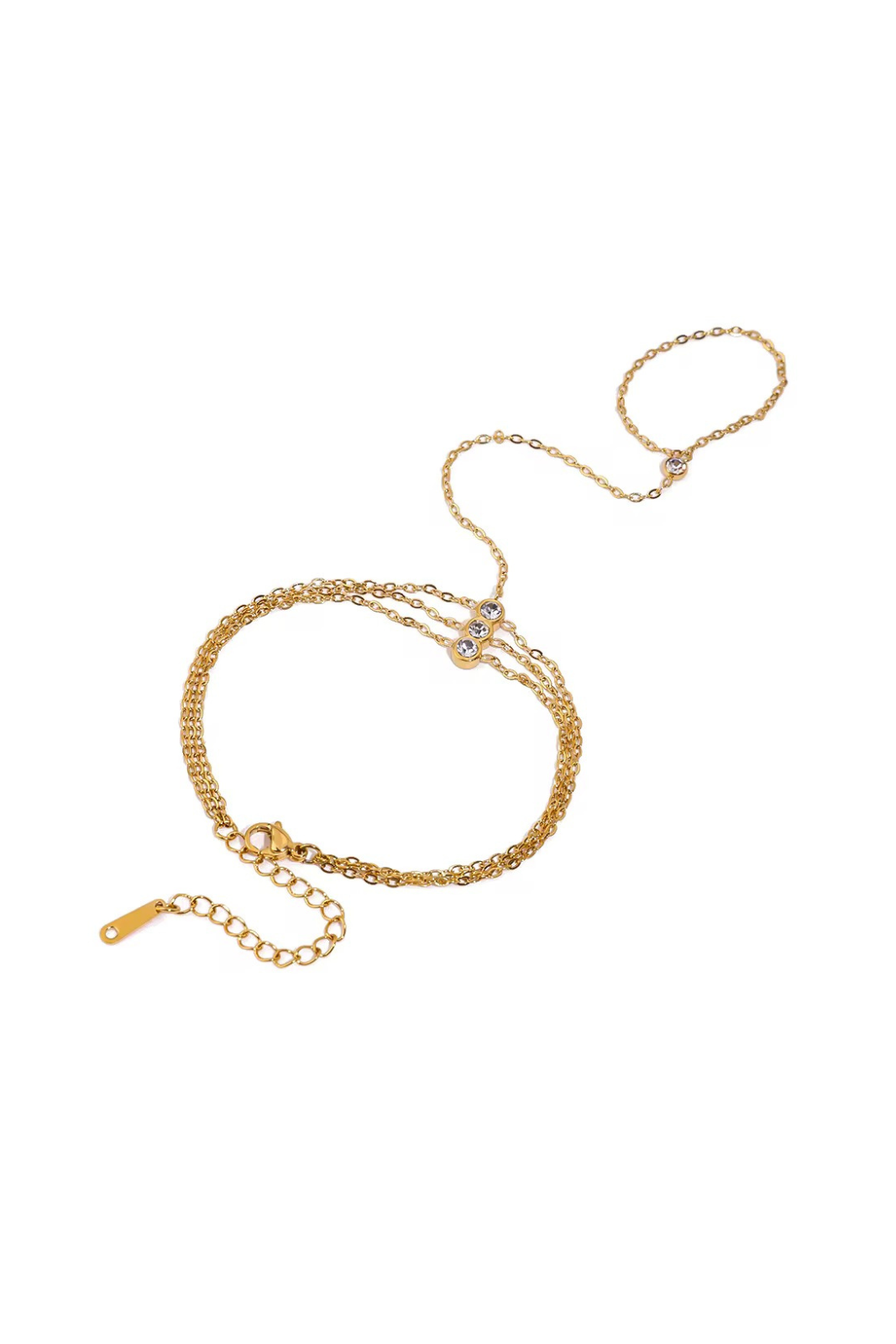 Amorette - Gold Quatre Diamond Hand Chain
