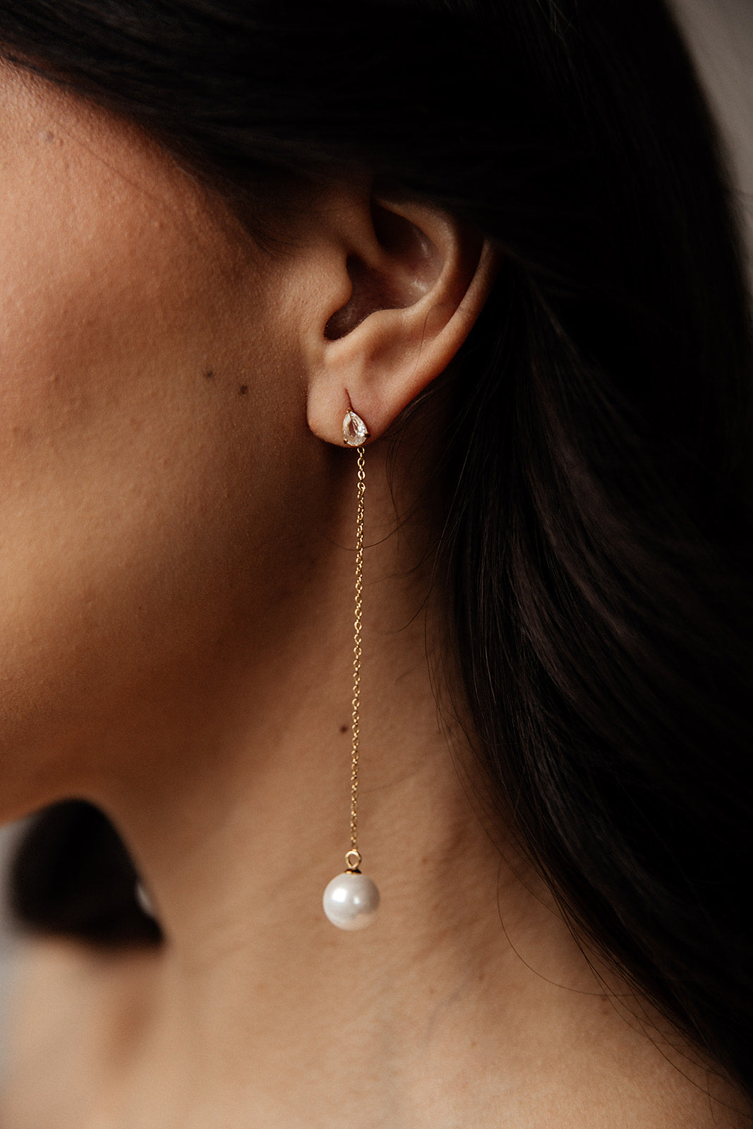 Florence - Gold Crystal Tassel Pearl Stud Earrings