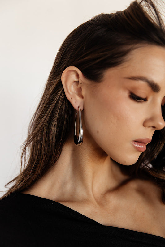 Vega - Silver Hollow Statement Hoop Earrings