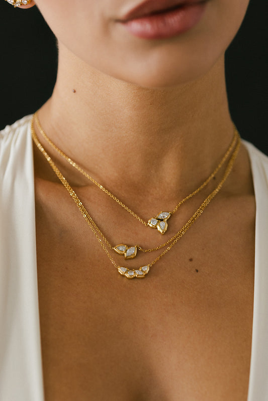 Benoîte - Gold Diamond Cluster Necklace