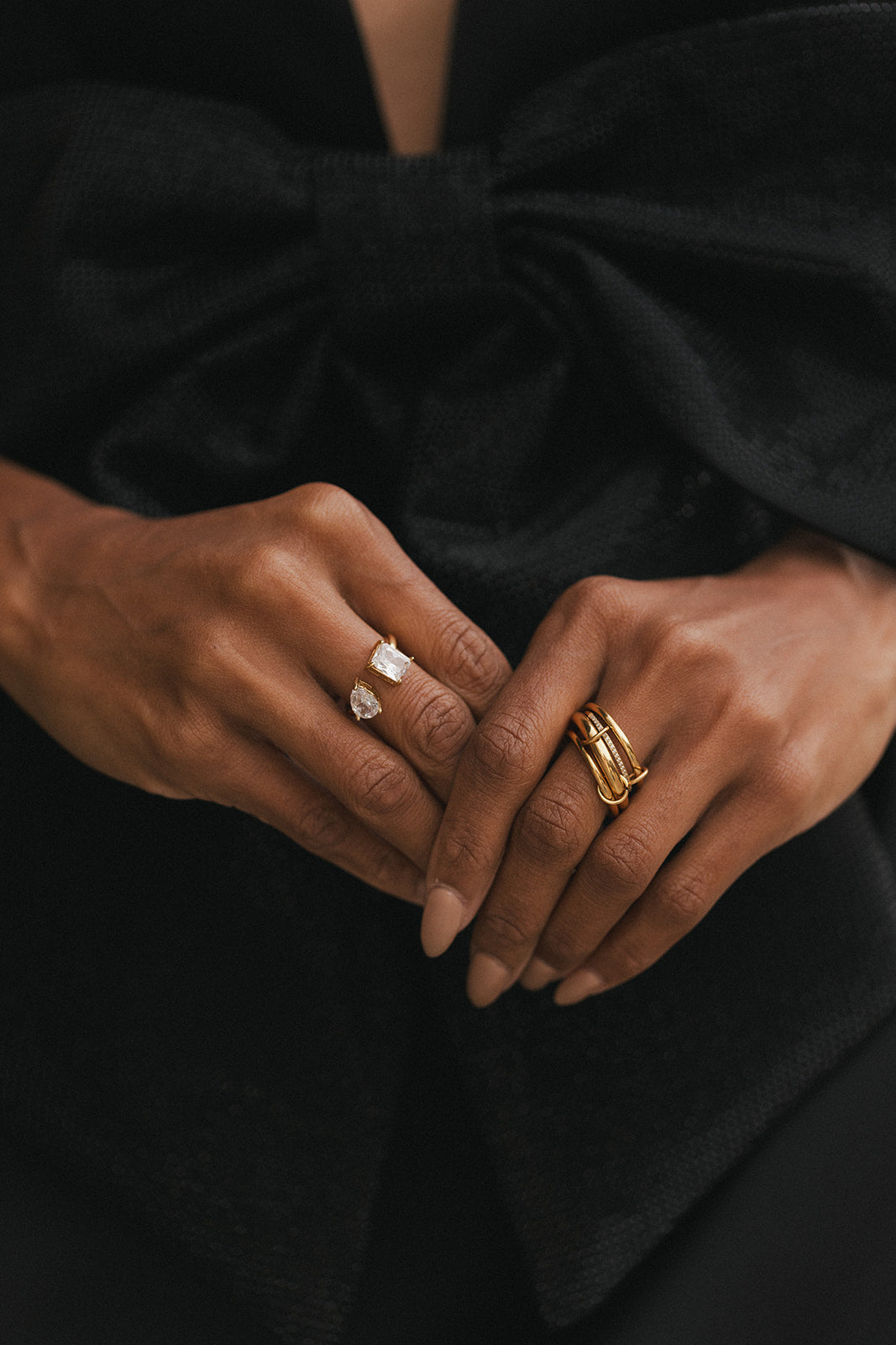 Genevieve - Gold Multi Link Stacked Diamond Ring
