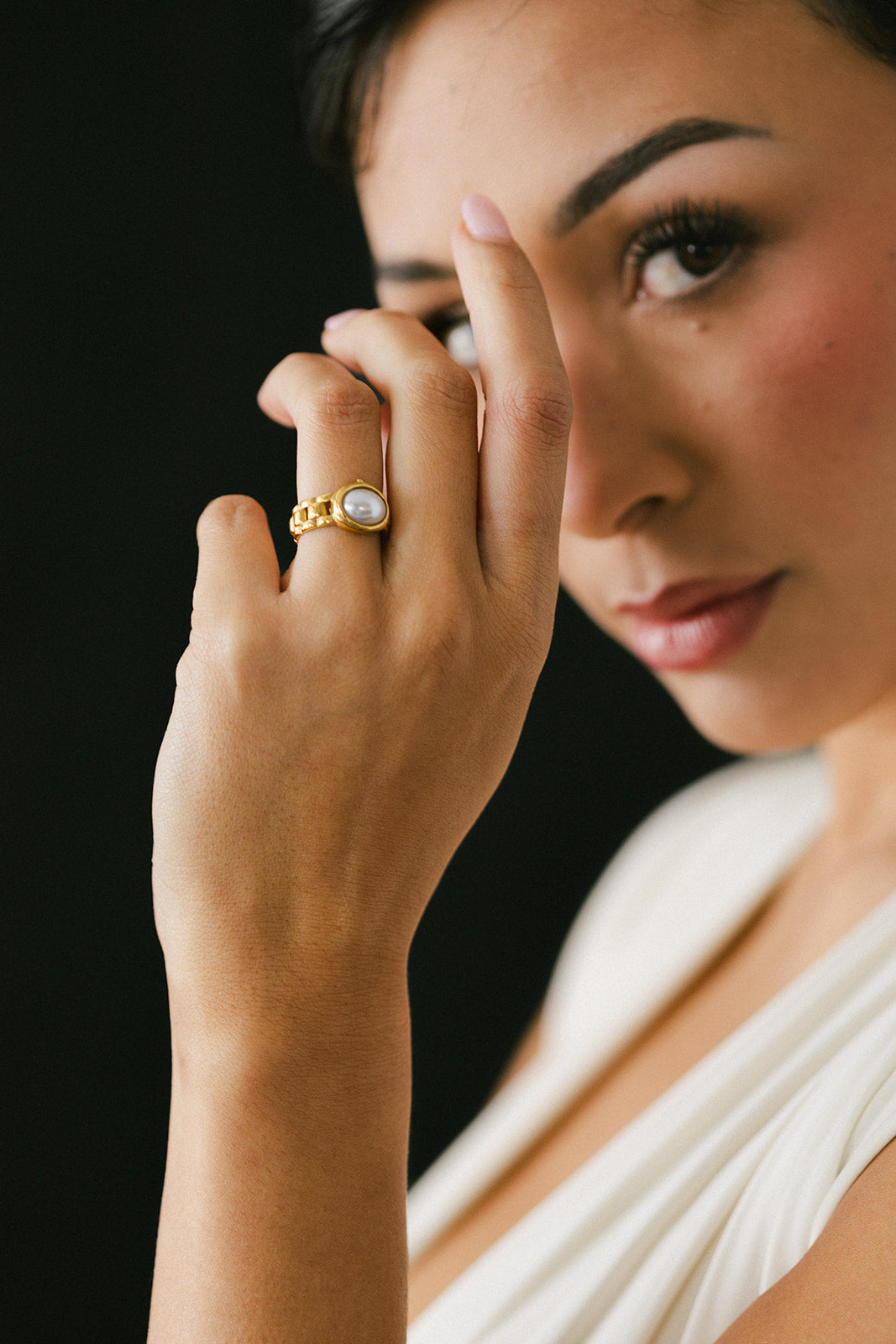 Cécile - Gold Pearl Watch Band Ring