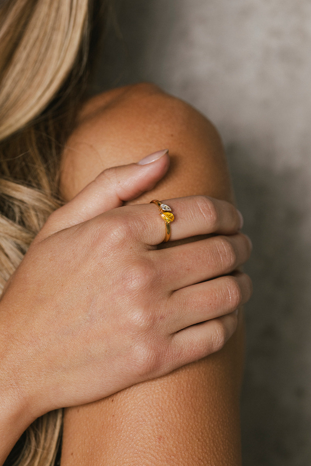 Perrine - Gold Double Pear Yellow Diamond Ring