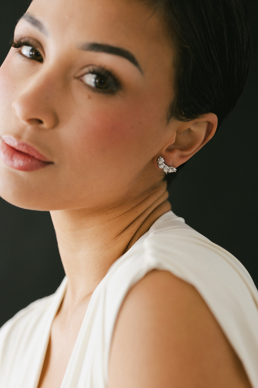 Benoîte - Silver Quatre Diamond Cluster Stud Earrings