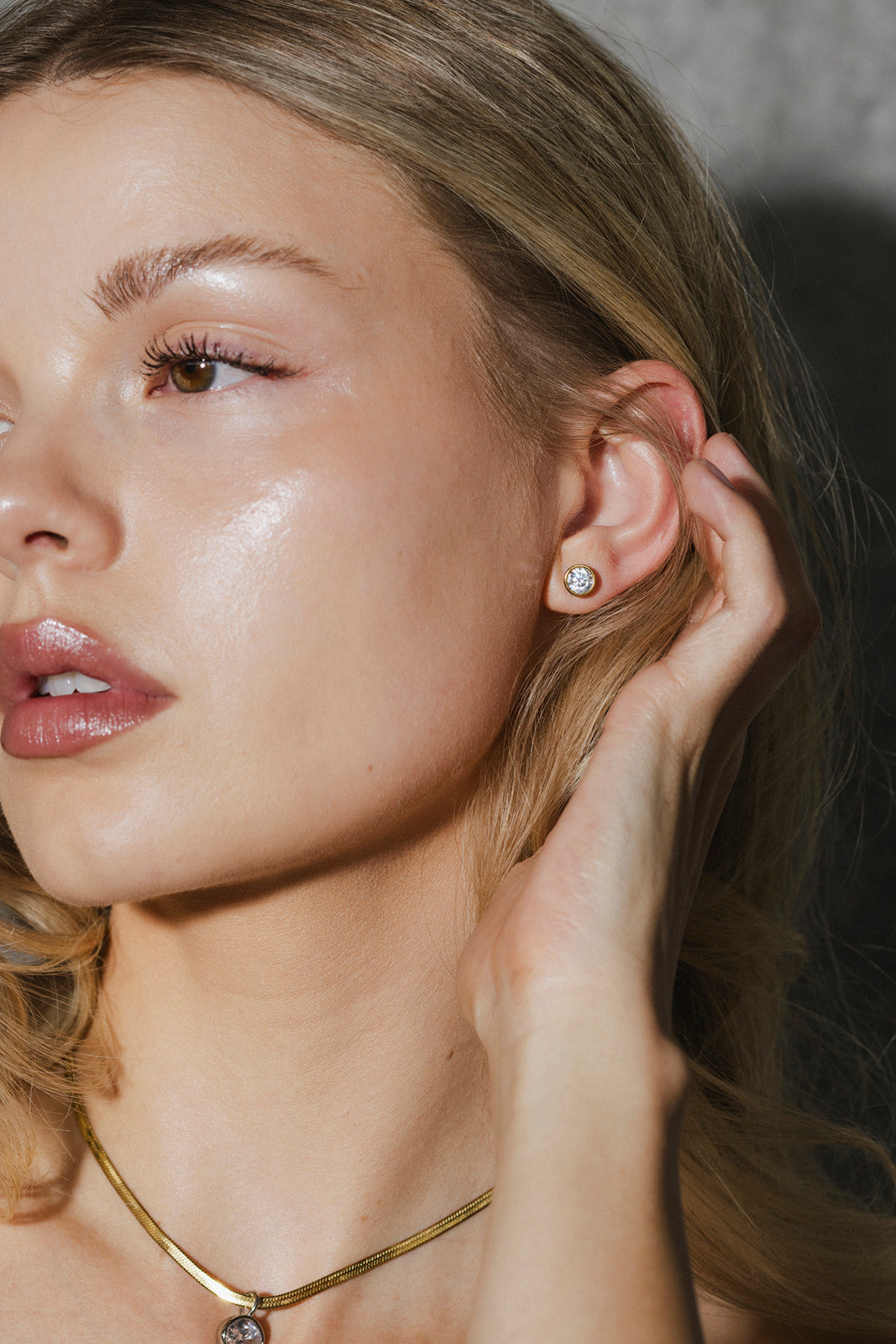 Bellini - Gold Bezel Stud Earrings