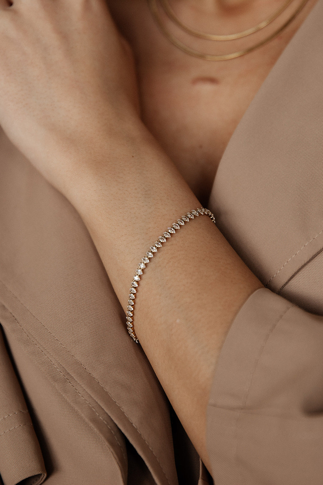 Charlotte - Gold Marquise Tennis Bracelet