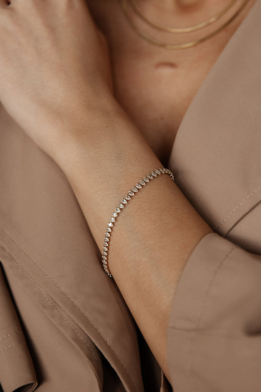 Charlotte - Gold Marquise Tennis Bracelet