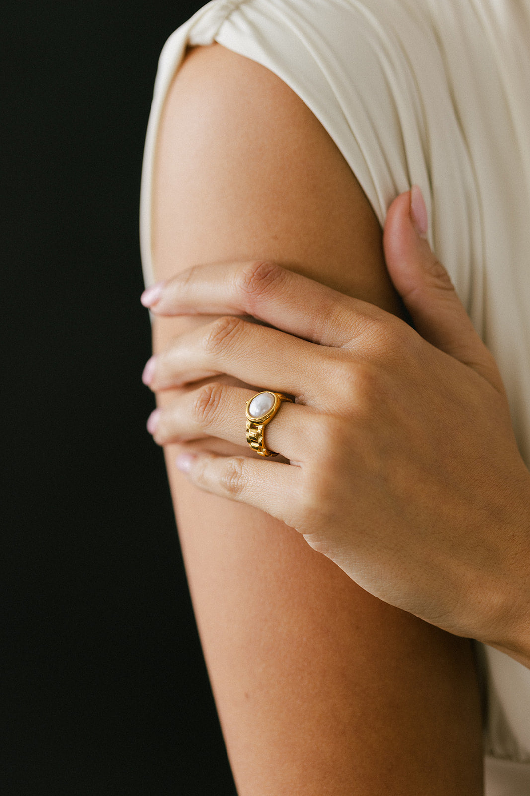 Cécile - Gold Pearl Watch Band Ring