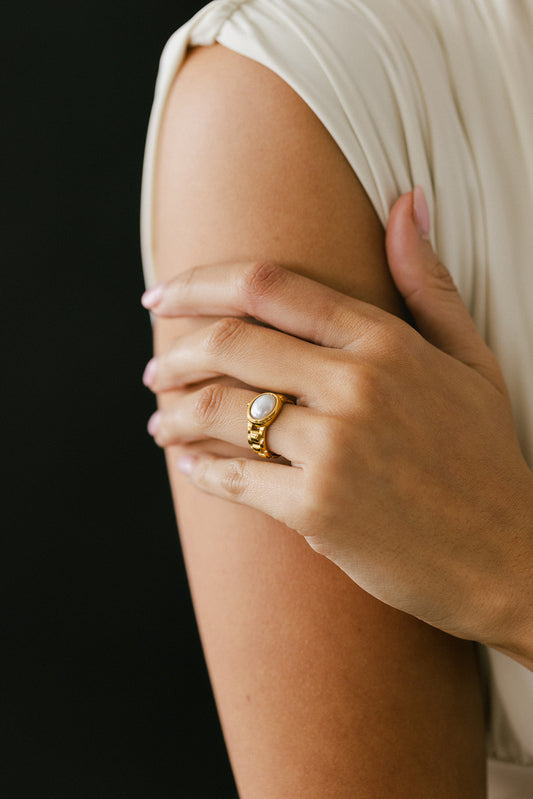 Cécile - Gold Pearl Watch Band Ring