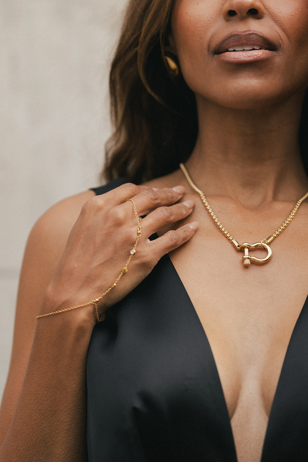 Solène - Gold Lock Pendant Necklace
