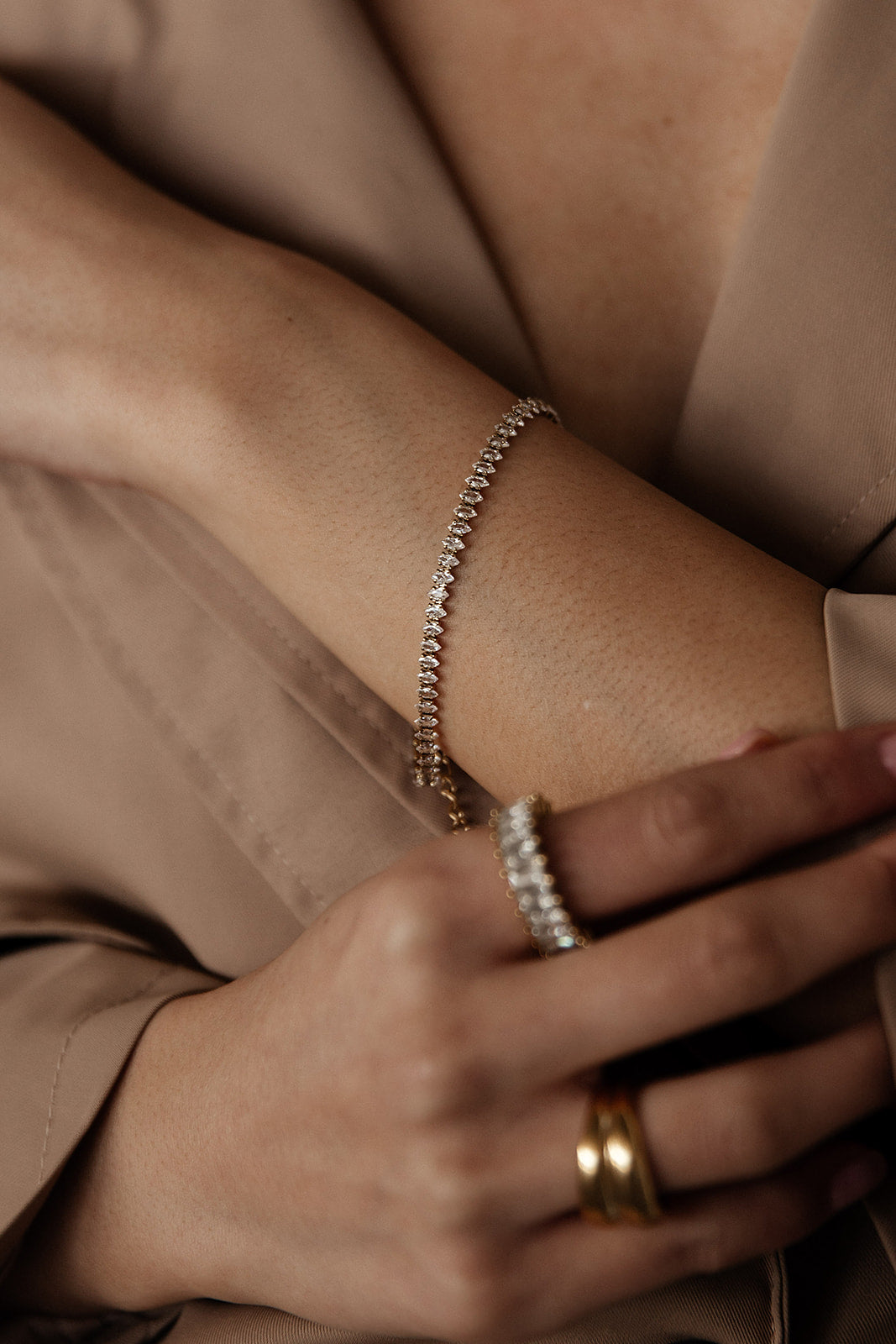 Charlotte - Gold Marquise Tennis Bracelet