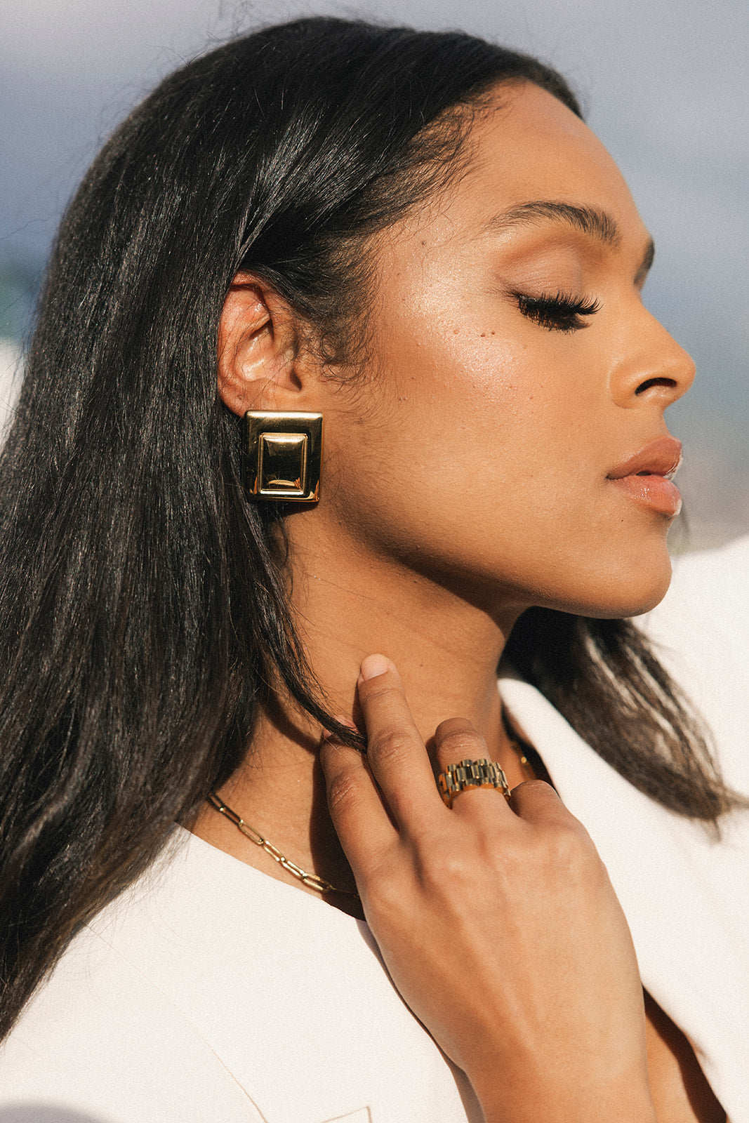 Amélie - Gold Square Stud Earrings