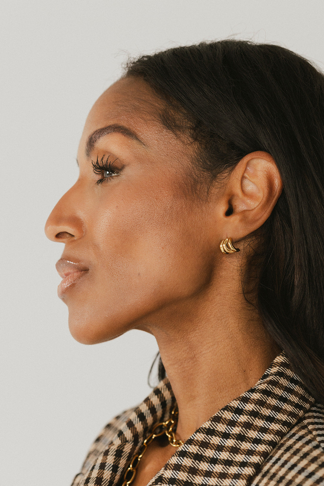 Jolie - Gold Triple Layered Stud Earrings
