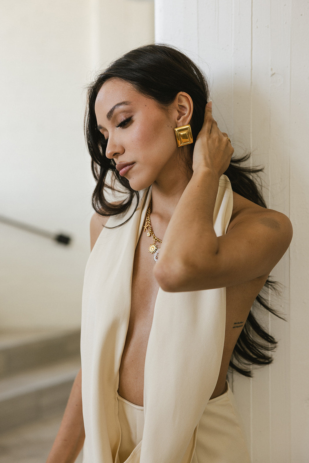 Amélie - Gold Square Stud Earrings