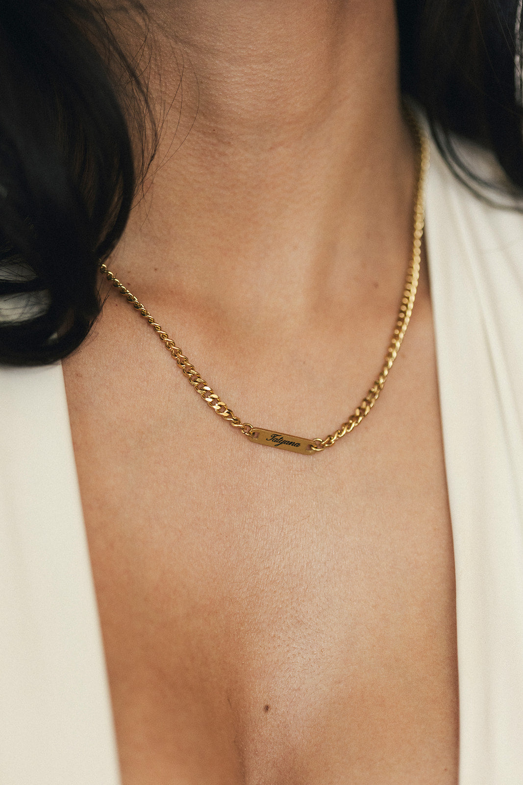 Engraved Curb Chain Necklace