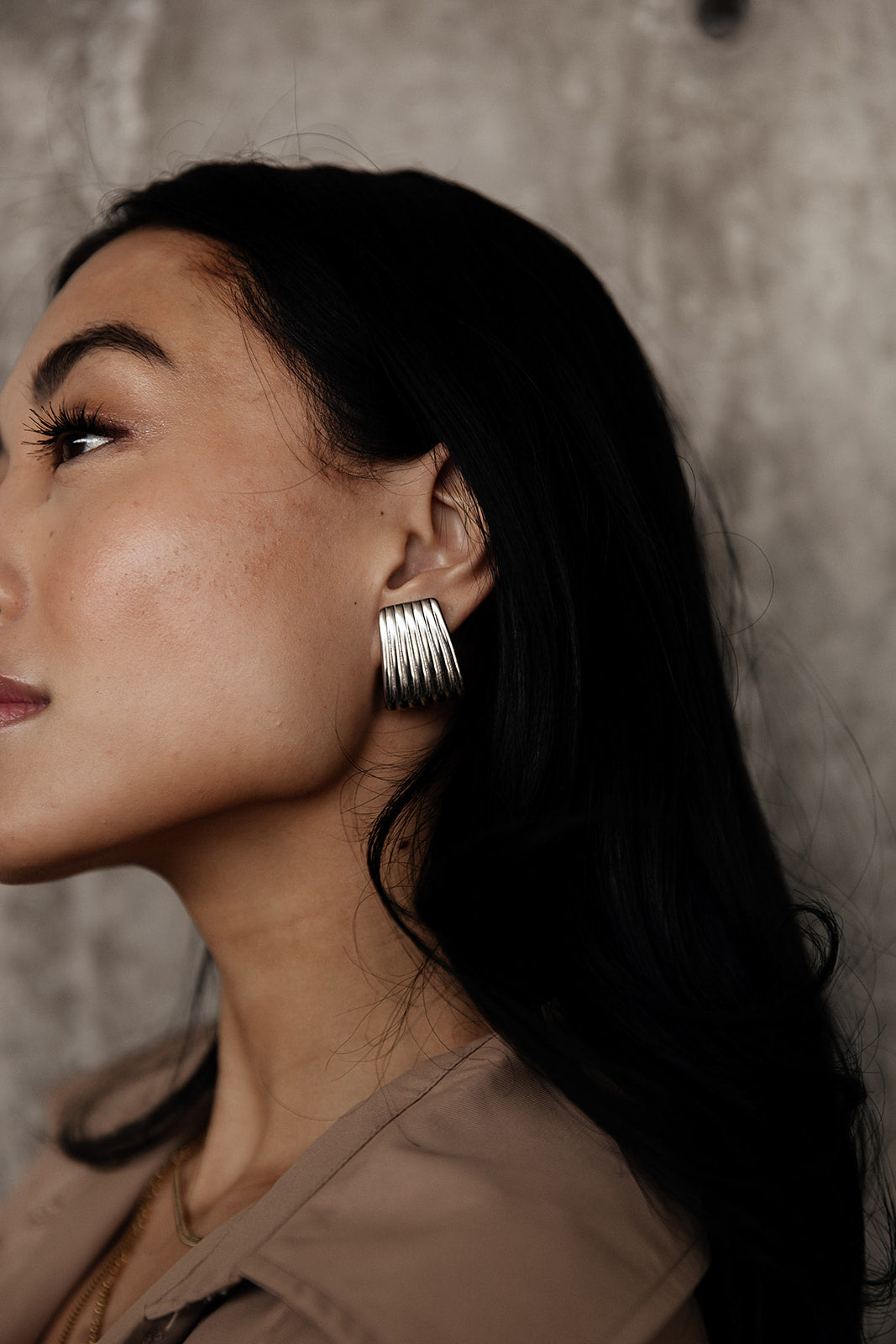 Chloé - Silver Ribbed Rectangle Stud Earrings