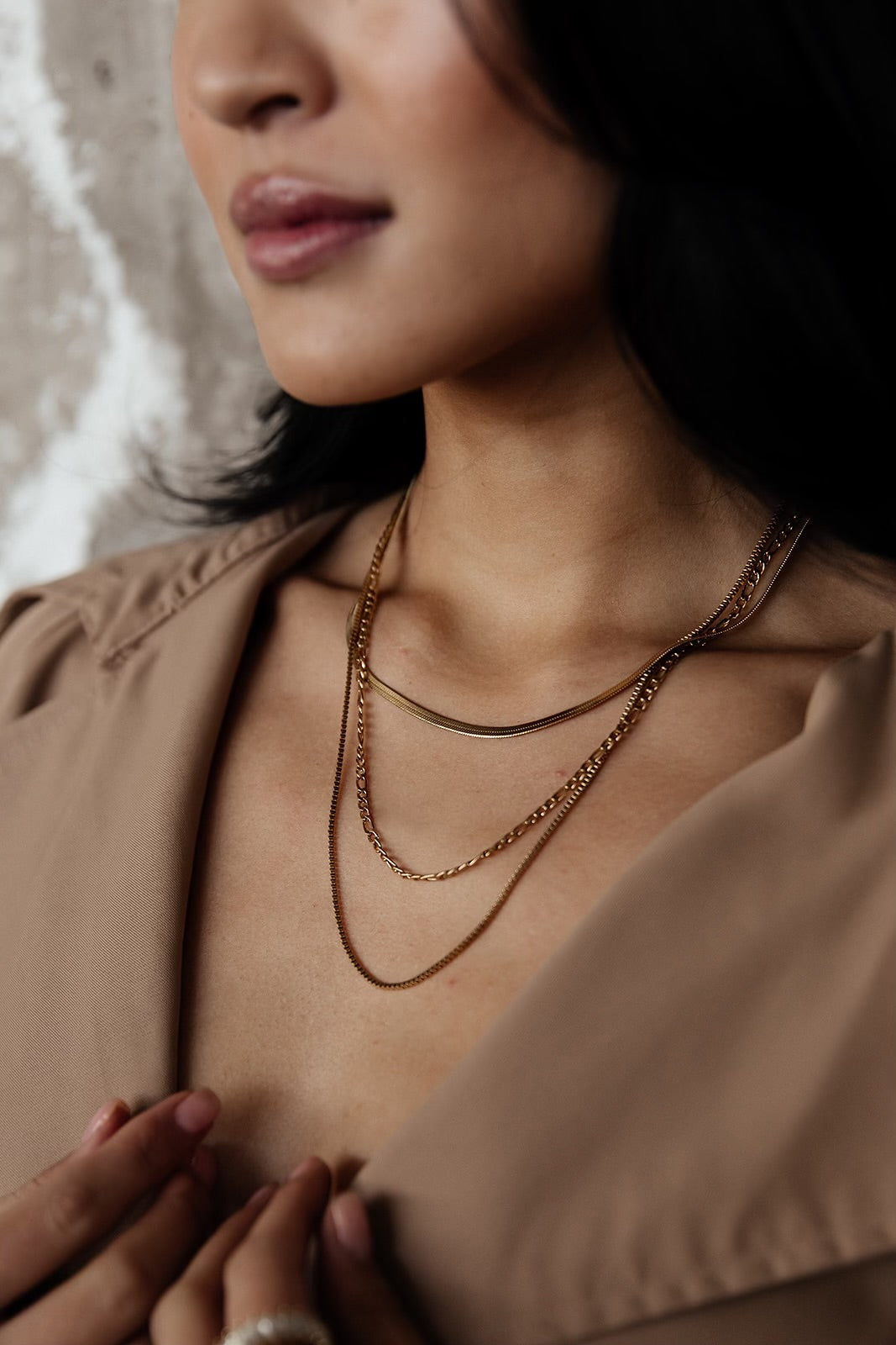 Violet - Gold Triple Layered Necklace Bundle