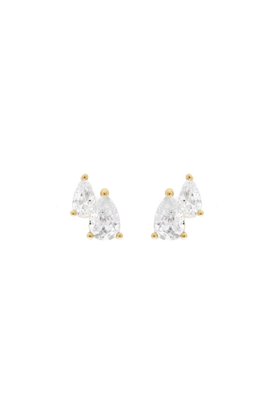 Sylvie - Gold Double Pear Stud Earrings