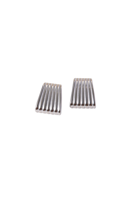 Chloé - Silver Ribbed Rectangle Stud Earrings