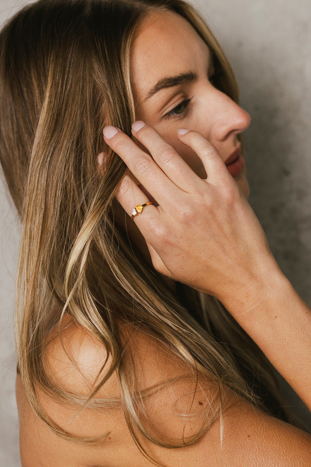 Perrine - Gold Double Pear Yellow Diamond Ring