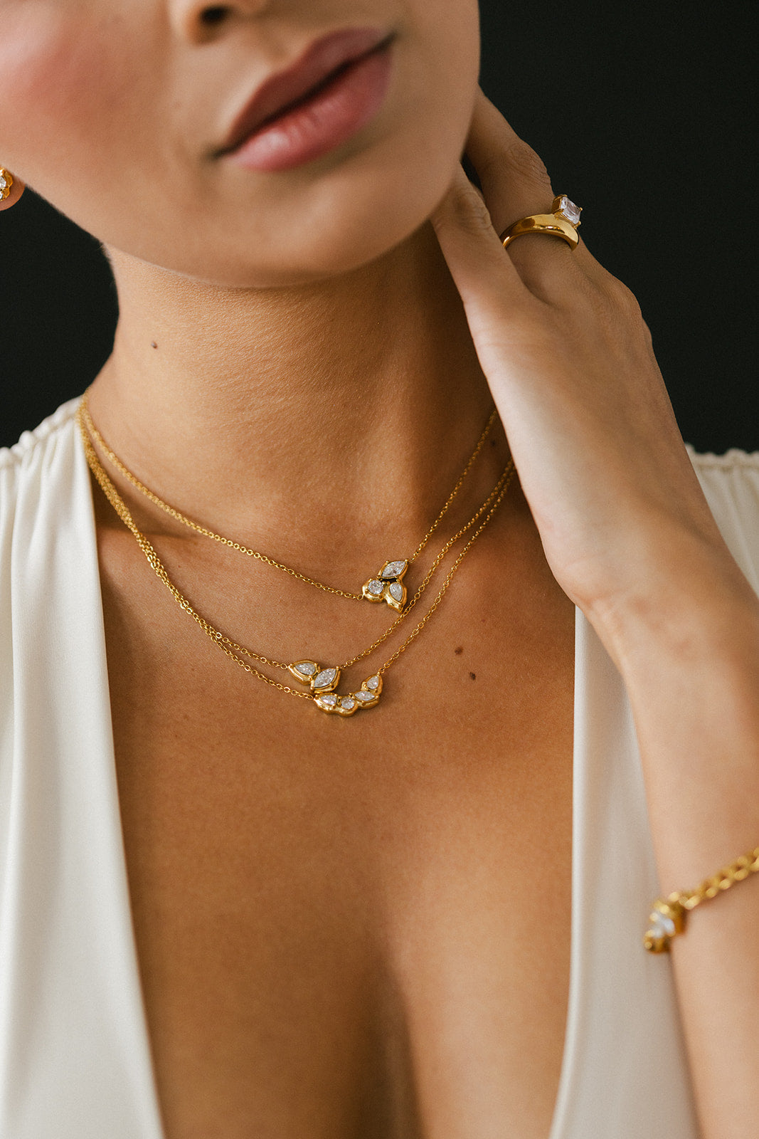 Benoîte - Gold Diamond Cluster Necklace