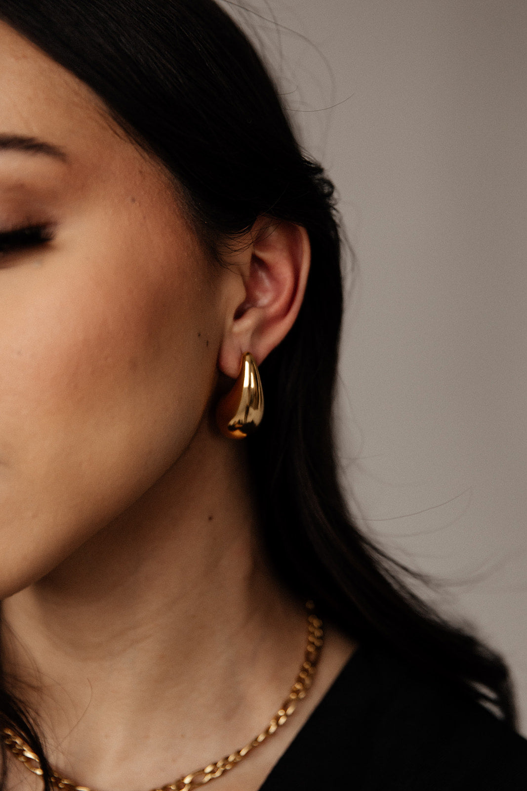 Astra - Gold Teardrop Stud Statement Earrings