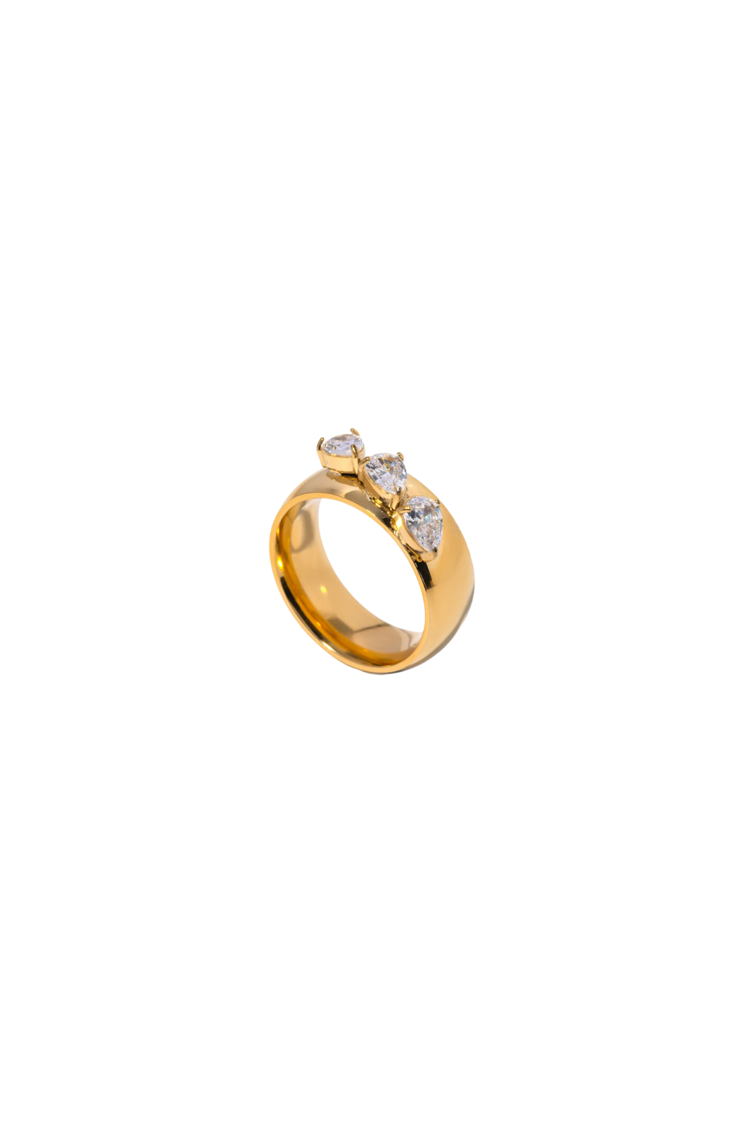 Adeline - Gold Triple Diamond Pear Ring