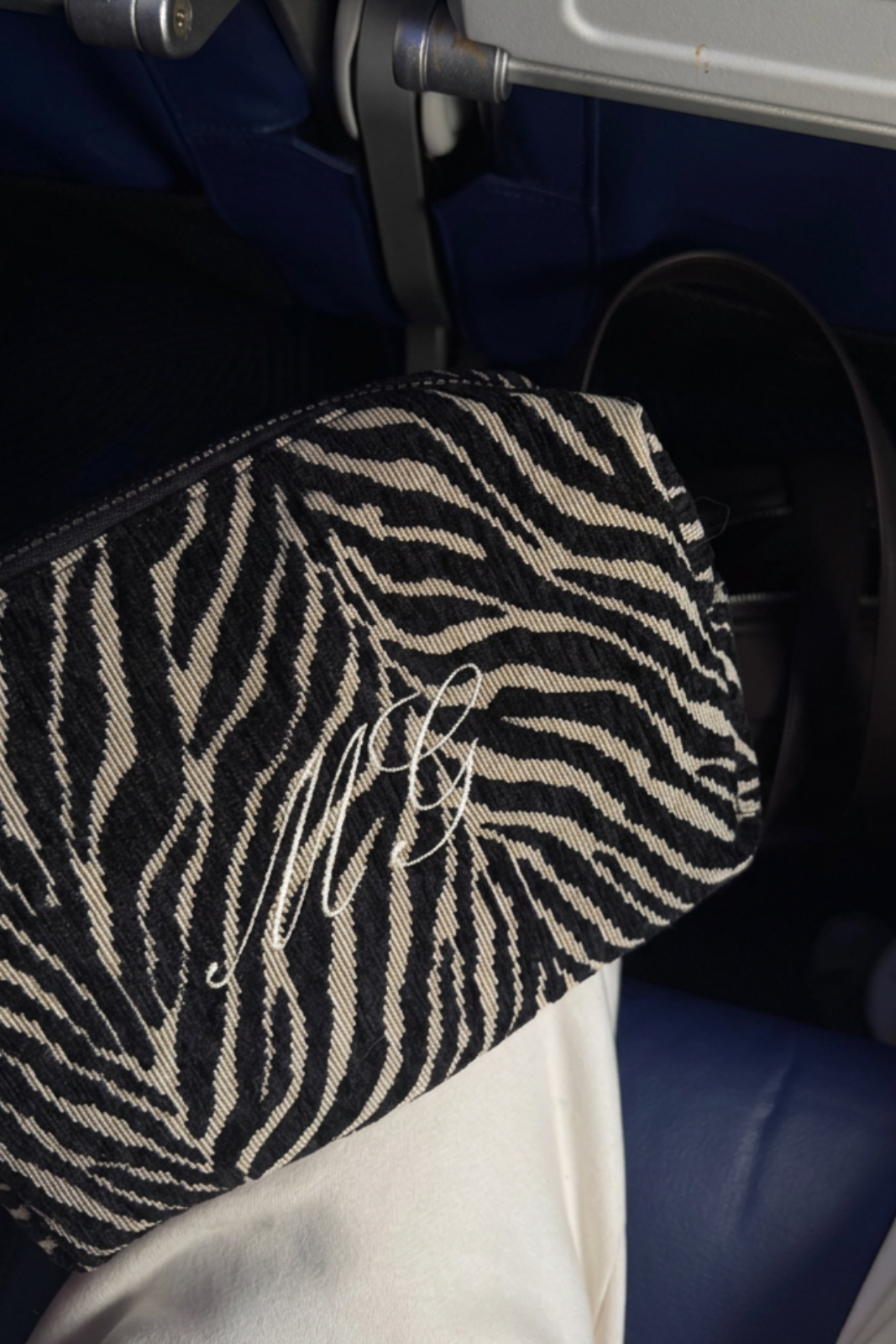 Embroidered Zebra Cosmetic Pochette
