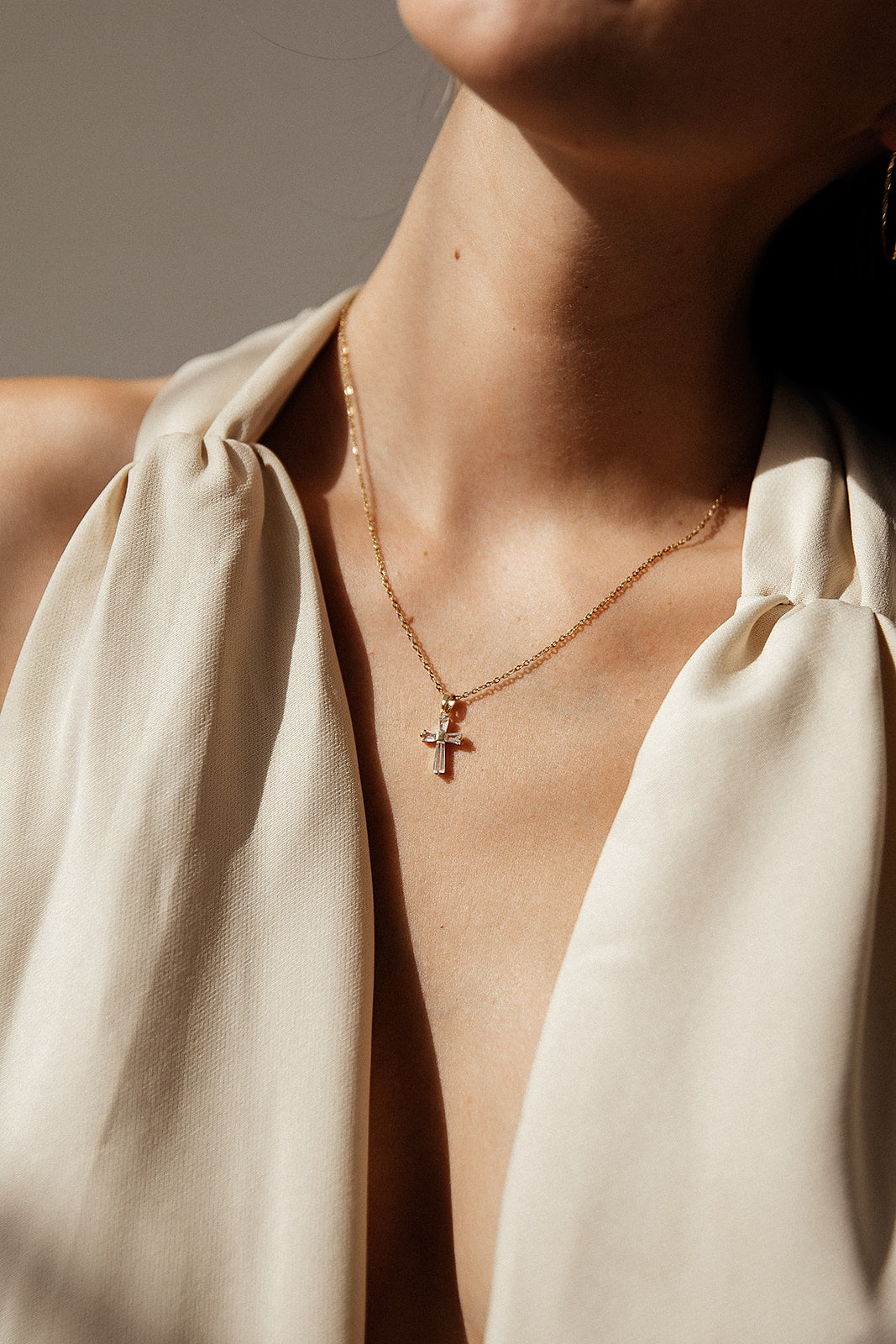 Ophelia - Gold Diamond Cross Necklace