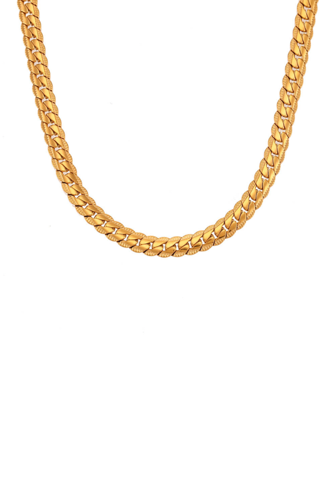 Amara - Gold Engraved Cuban Chain Necklace