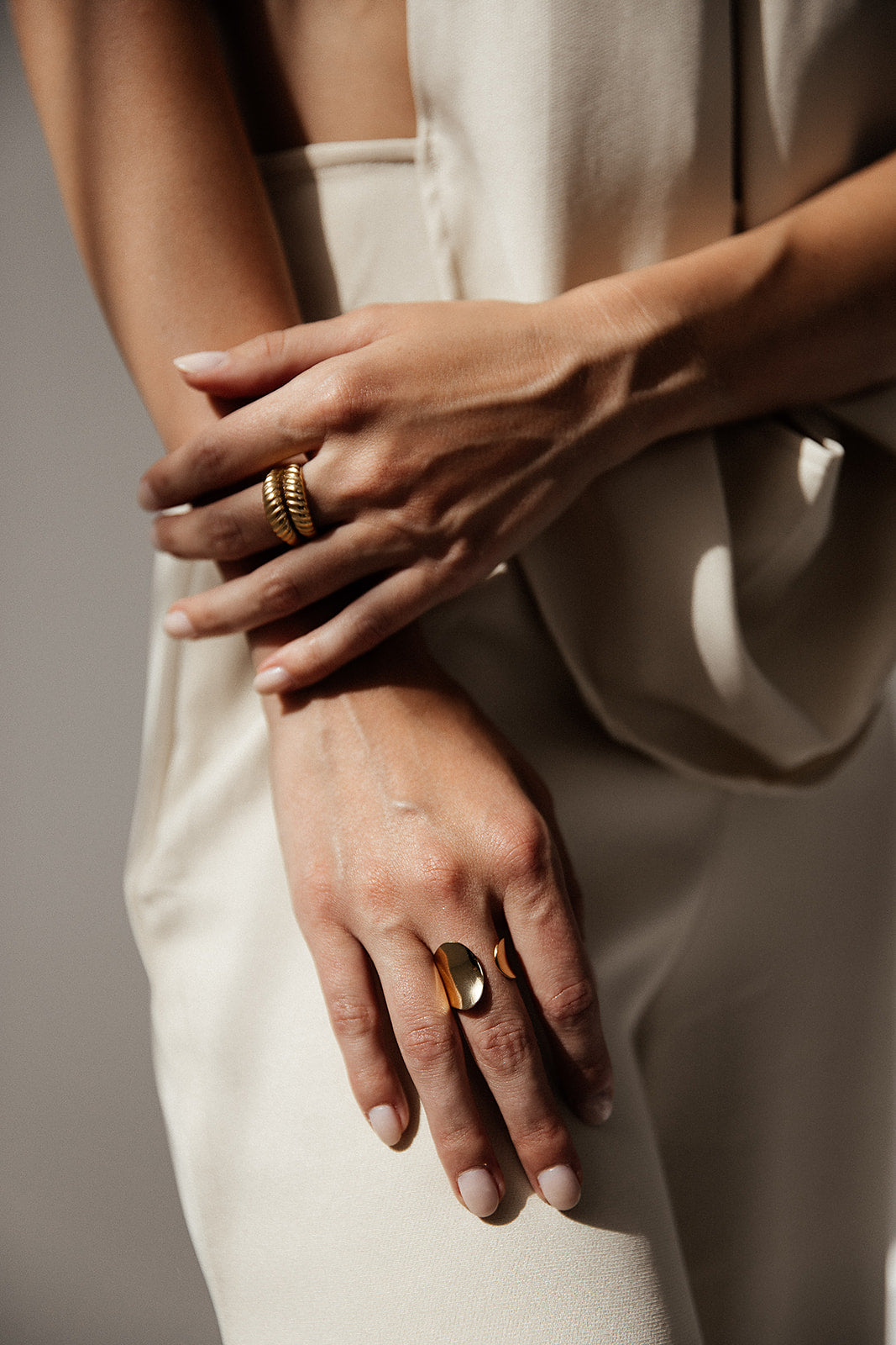 Penelope - Gold Adjustable Open Surface Ring