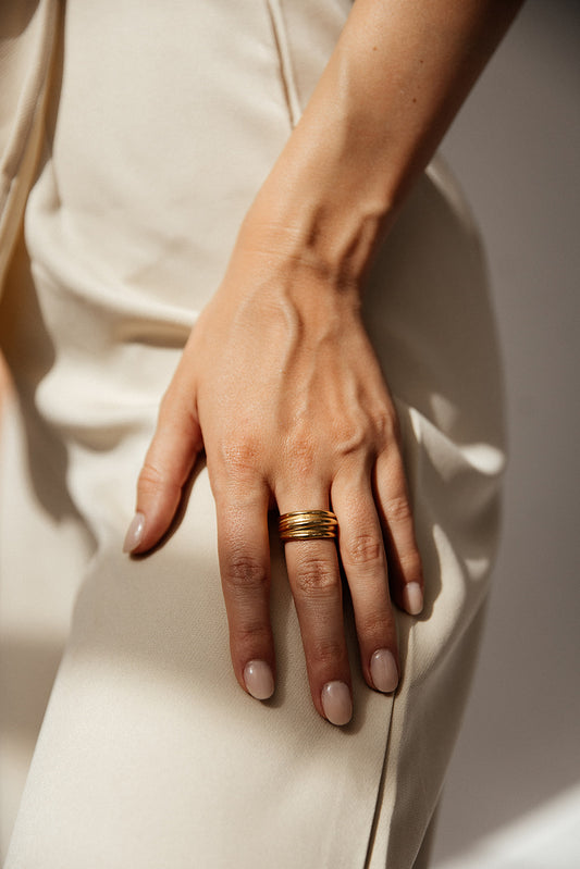 Persephone - Gold Three Layered Ring