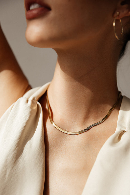 Centauri - Gold Herringbone Snake Chain Necklace
