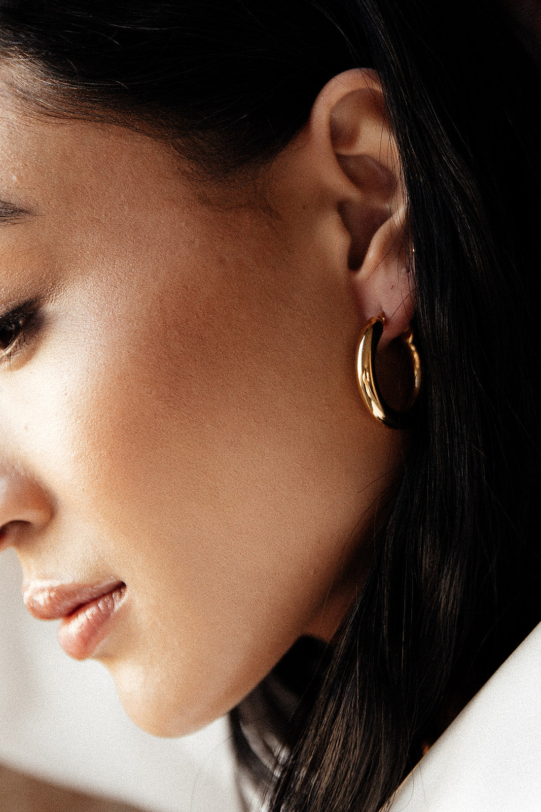 Helios - Gold Thick Hoop Earrings