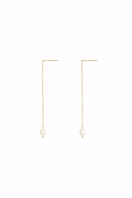 Venus - Gold Freshwater Pearl Threader Earrings