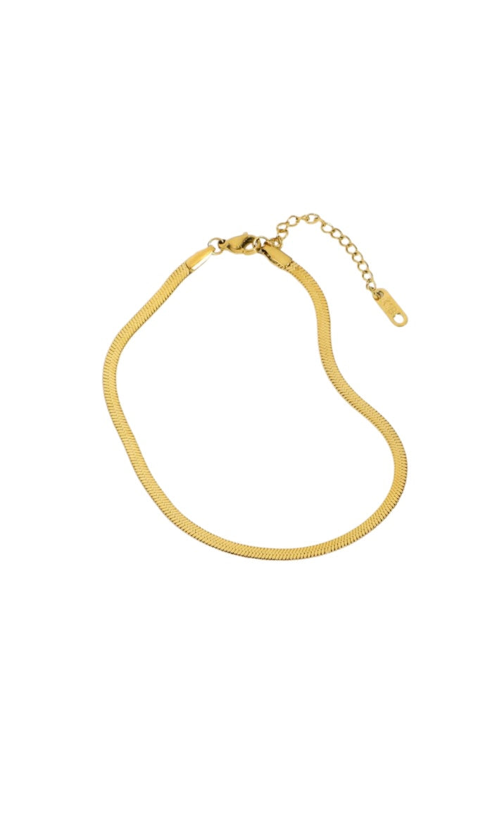Centauri - Gold Herringbone Snake Chain Anklet