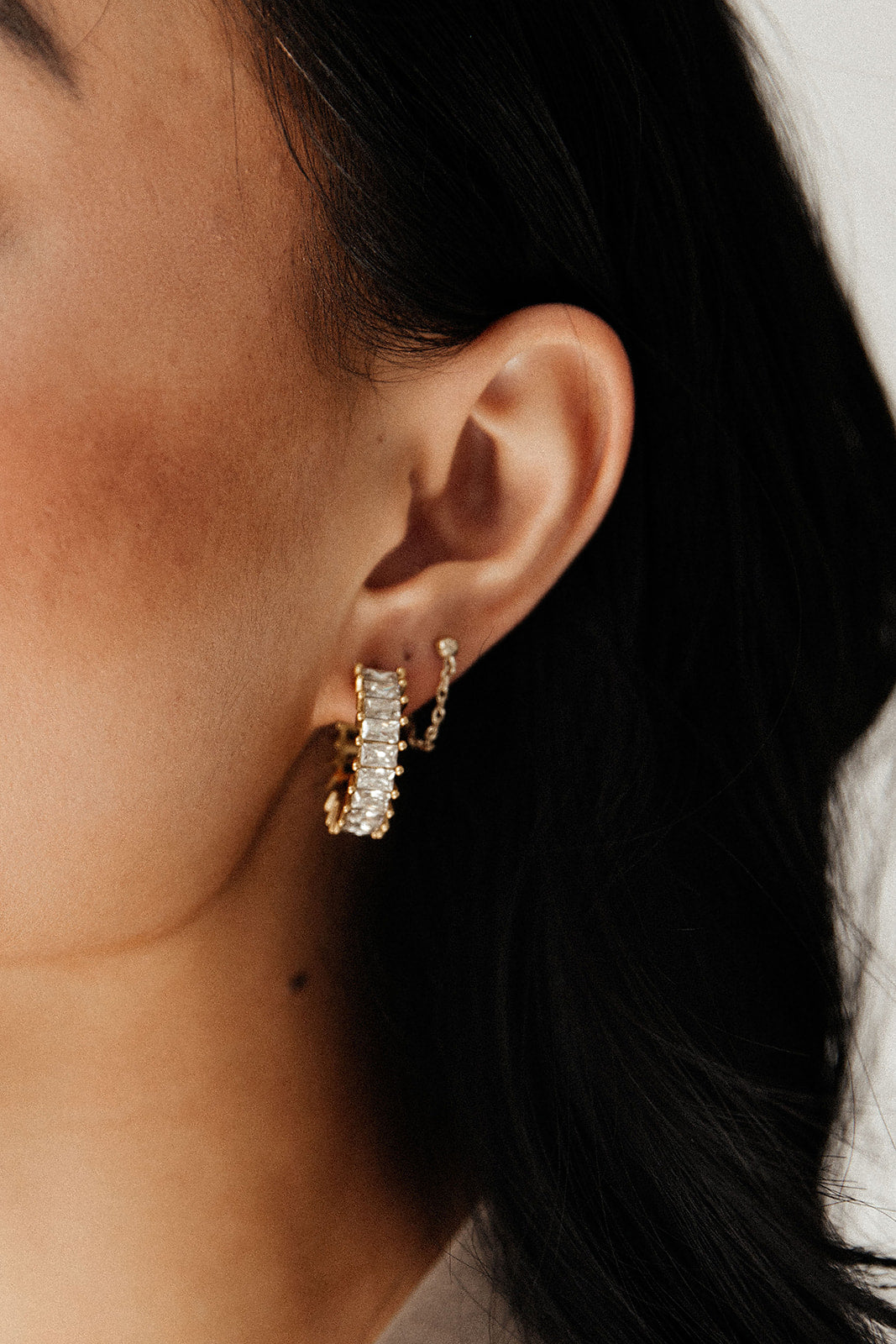 Ignis - Gold Baguette Hoop Earrings