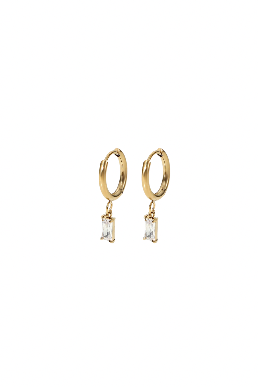 Delilah - Gold Baguette Huggie Earrings