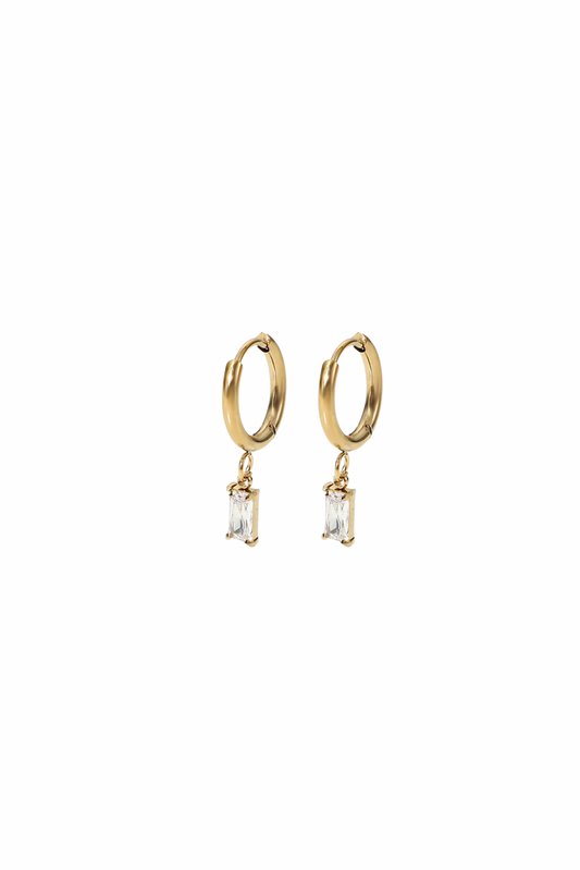 Delilah - Gold Baguette Huggie Earrings