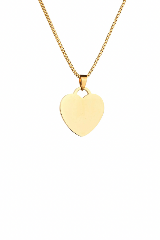 Gold Large Heart Necklace - Engravable 