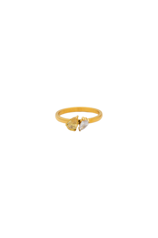 Perrine - Gold Double Pear Yellow Diamond Ring