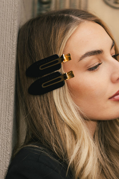 Bijou Étoile XL Creaseless Hair Clips in Caviar