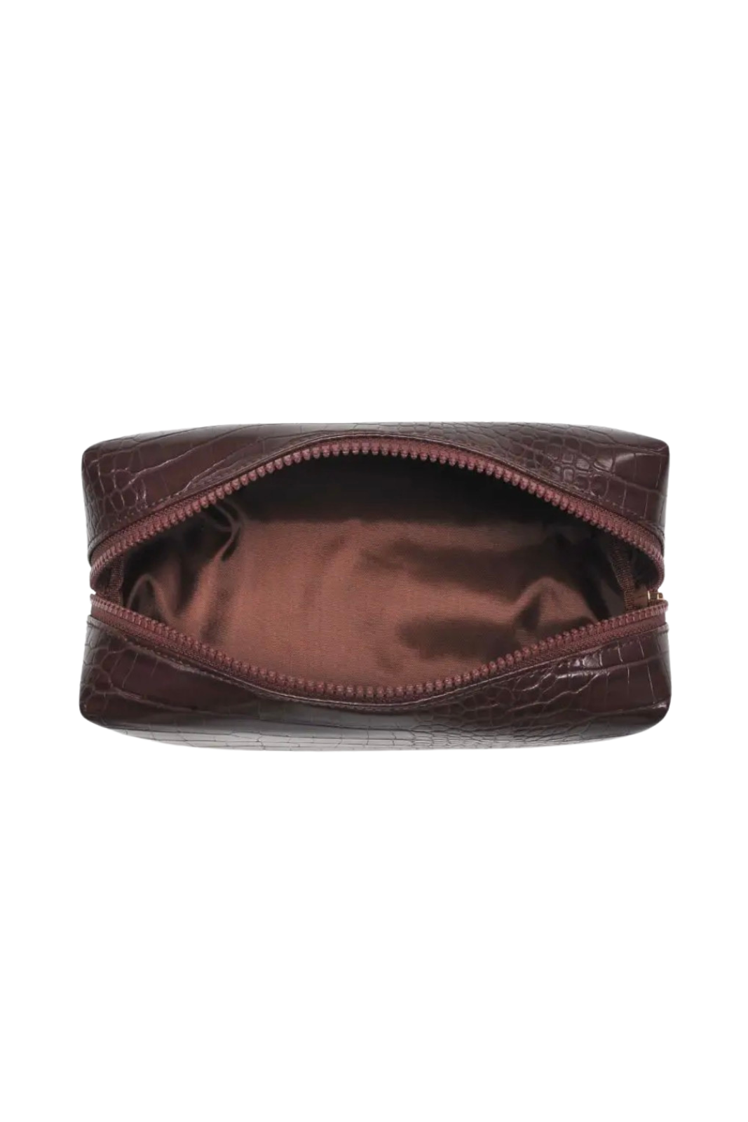 Embroidered Brown Croc Cosmetic Pochette