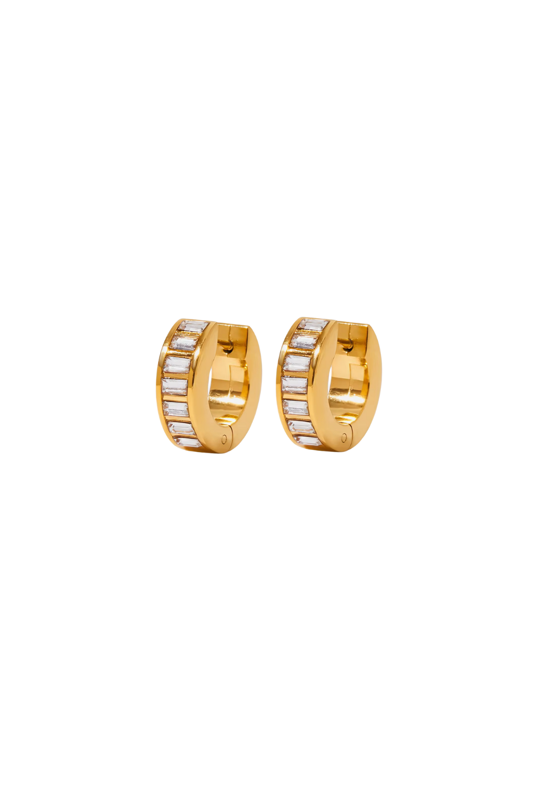 Poppy - Gold Rectangle Diamond Huggie Earrings
