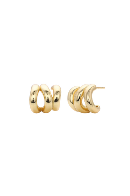 Jolie - Gold Triple Layered Stud Earrings