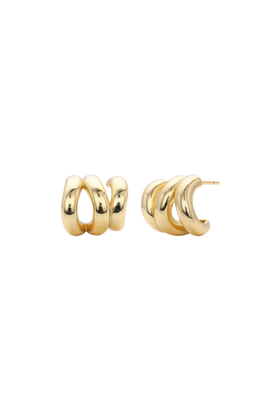 Jolie - Gold Triple Layered Stud Earrings